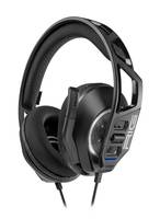 Schwarzes Over-Ear-Gaming-Headset mit Kabel, gepolstertem Kopfbügel, großen Ohrmuscheln und integrierten Kabelsteuerelementen auf weißem Hintergrund