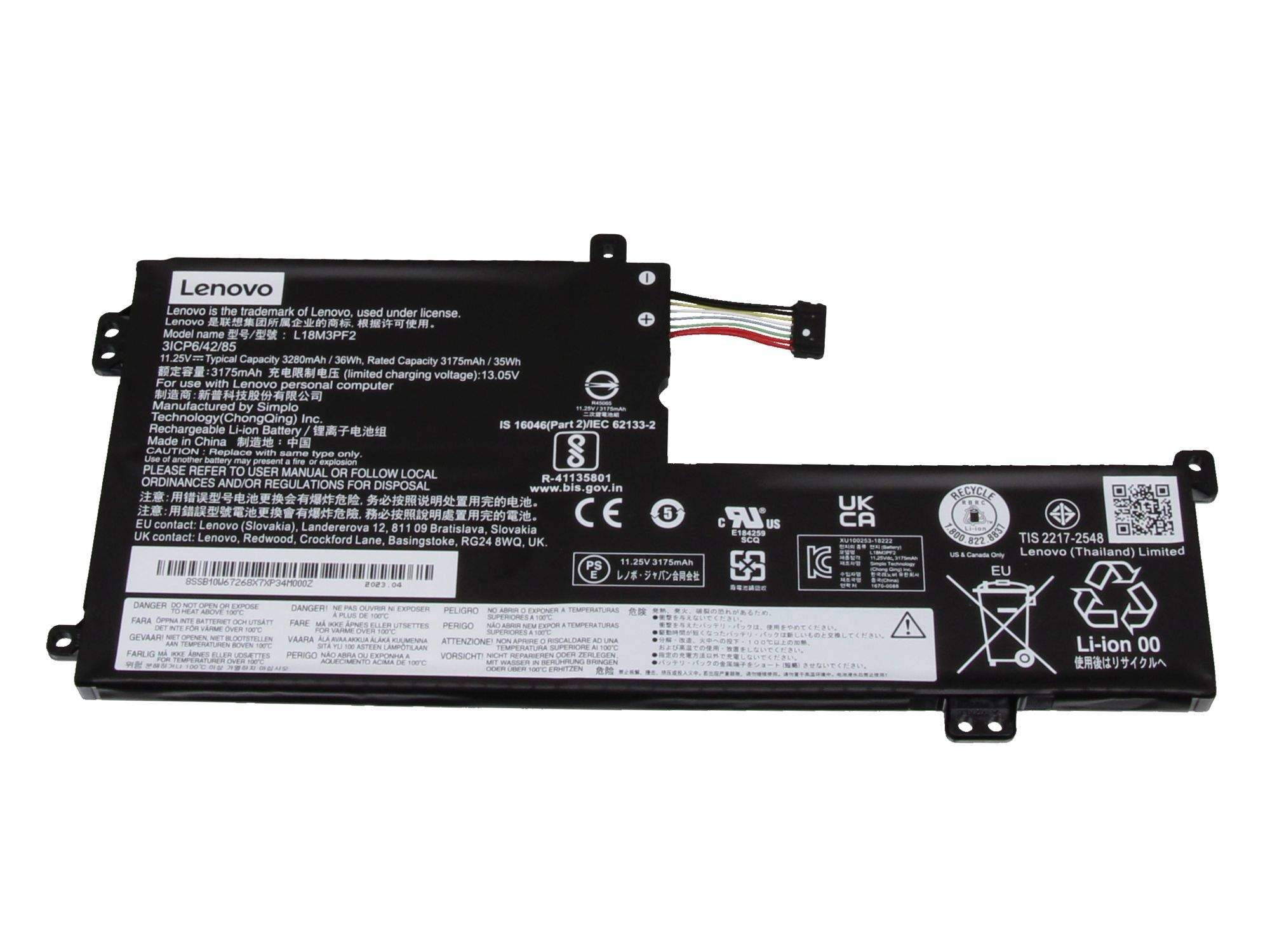 Lenovo L340 SP/B L18M3PF2 11.25V36Wh3cell bty - Akku - 3.320 mAh - 11,25 V