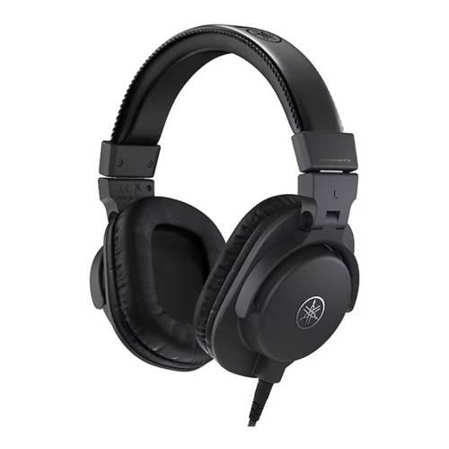 Schwarze Over-Ear-Kopfhörer mit gepolstertem Kopfbügel und Ohrmuscheln, versehen mit dem Yamaha-Logo auf den Ohrmuscheln.