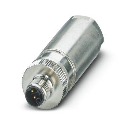 Ein metallischer zylindrischer Sensor mit Gewindeverbindung, verwendet für industrielle Anwendungen.