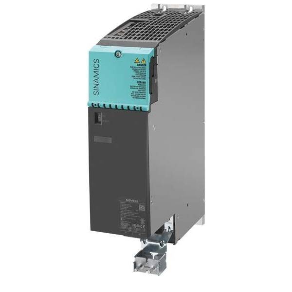 Ein Antrieb der Sinamics-Reihe von Siemens, ausgestattet mit einem Metallgehäuse und Lüftungsgittern, der für industrielle Motorregelungsanwendungen verwendet wird.