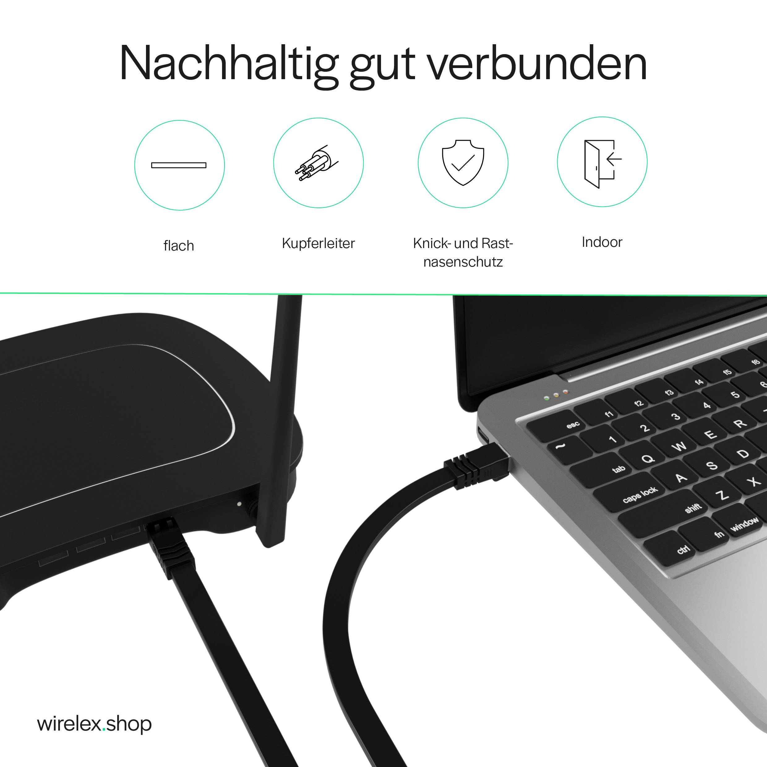 Patchkabel CAT 8.1 U/FTP PIMF, flach TPE schwarz 5,0m