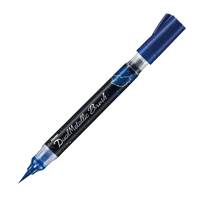 Blauer Pinsselstift mit spitzer Spitze und Kappe, mit der Bezeichnung „Dual Metallic Brush
