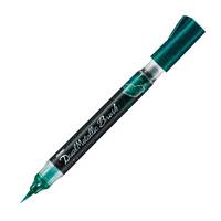 Ein Pinselstift in Teal und Schwarz mit einer spitzen Spitze, diagonal auf weißem Hintergrund dargestellt.