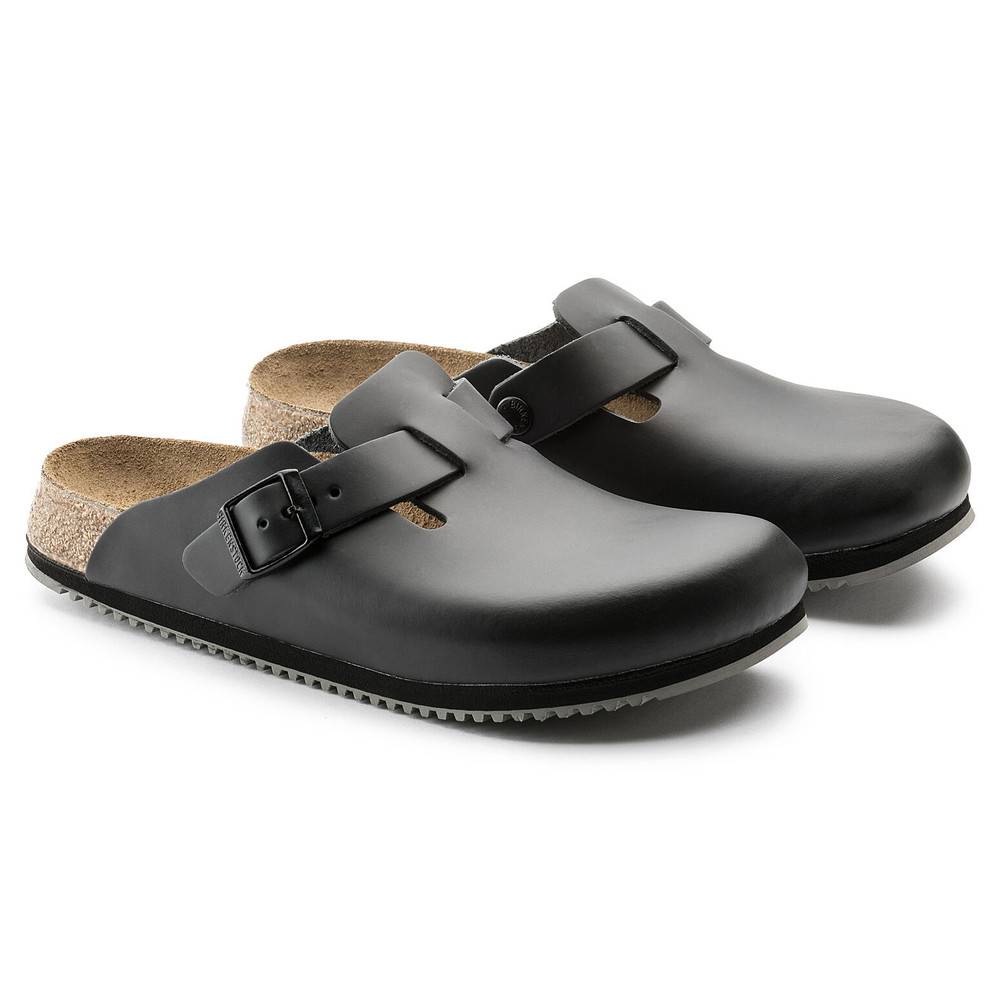Birkenstock Clog Boston Super Grip, Naturleder, schwarz, Weite schmal, Größe 44