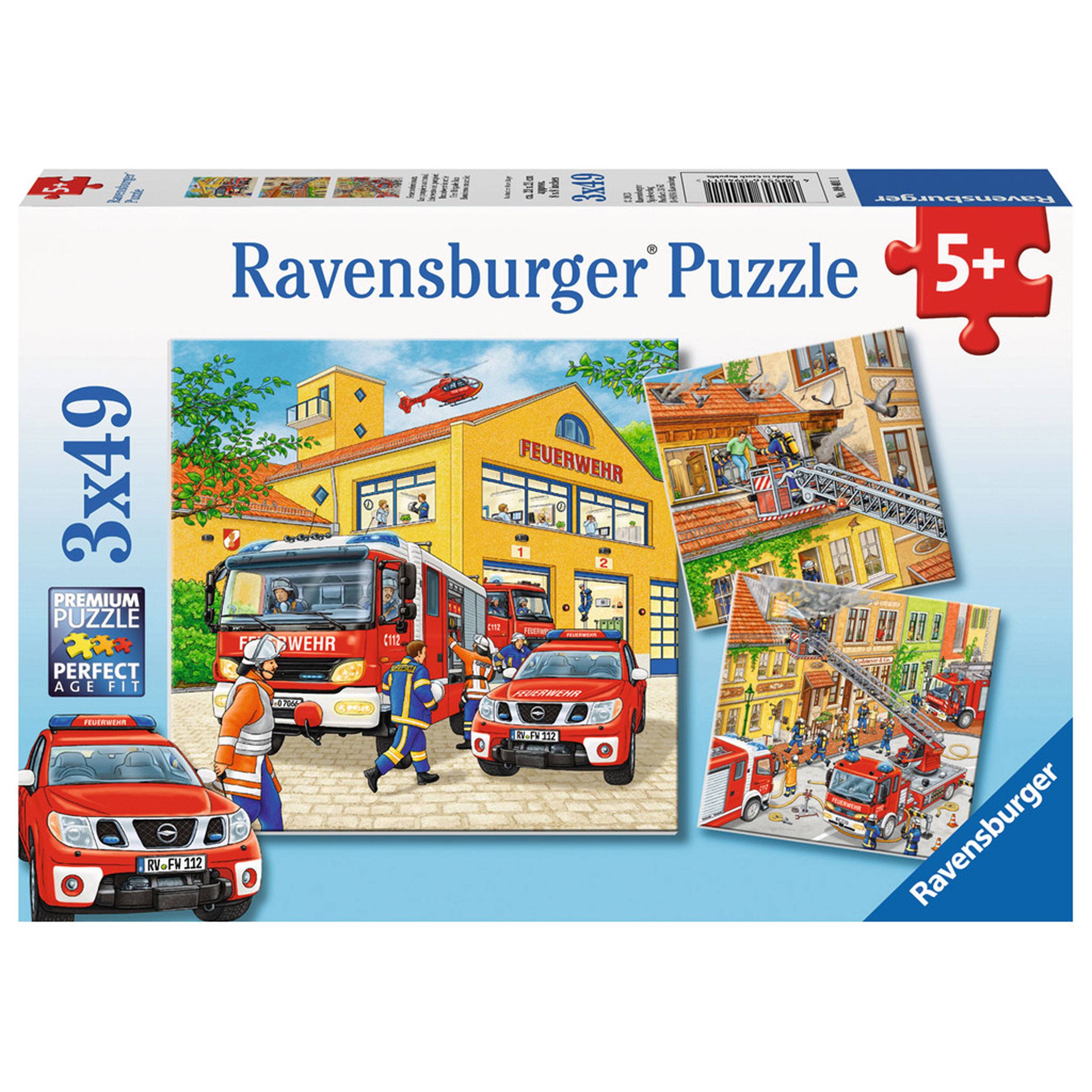 Ravensburger Puzzle Feuerwehreinsatz, inklusive Mini-Poster, 3 x 49 Teile, 09401 1