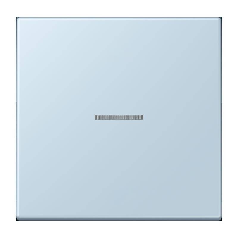 Ein schlanker, moderner Lichtschalter mit minimalistischem Design, der eine zentrale silberne Linienindikator auf einer glatten, hellen Oberfläche aufweist.
