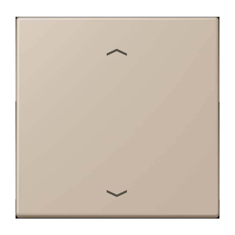 Ein beiger Schalter mit einem einfachen, minimalistischen Design weist zwei schwarze Pfeile auf, die nach oben und unten zeigen, möglicherweise zum Einstellen von Einstellungen.