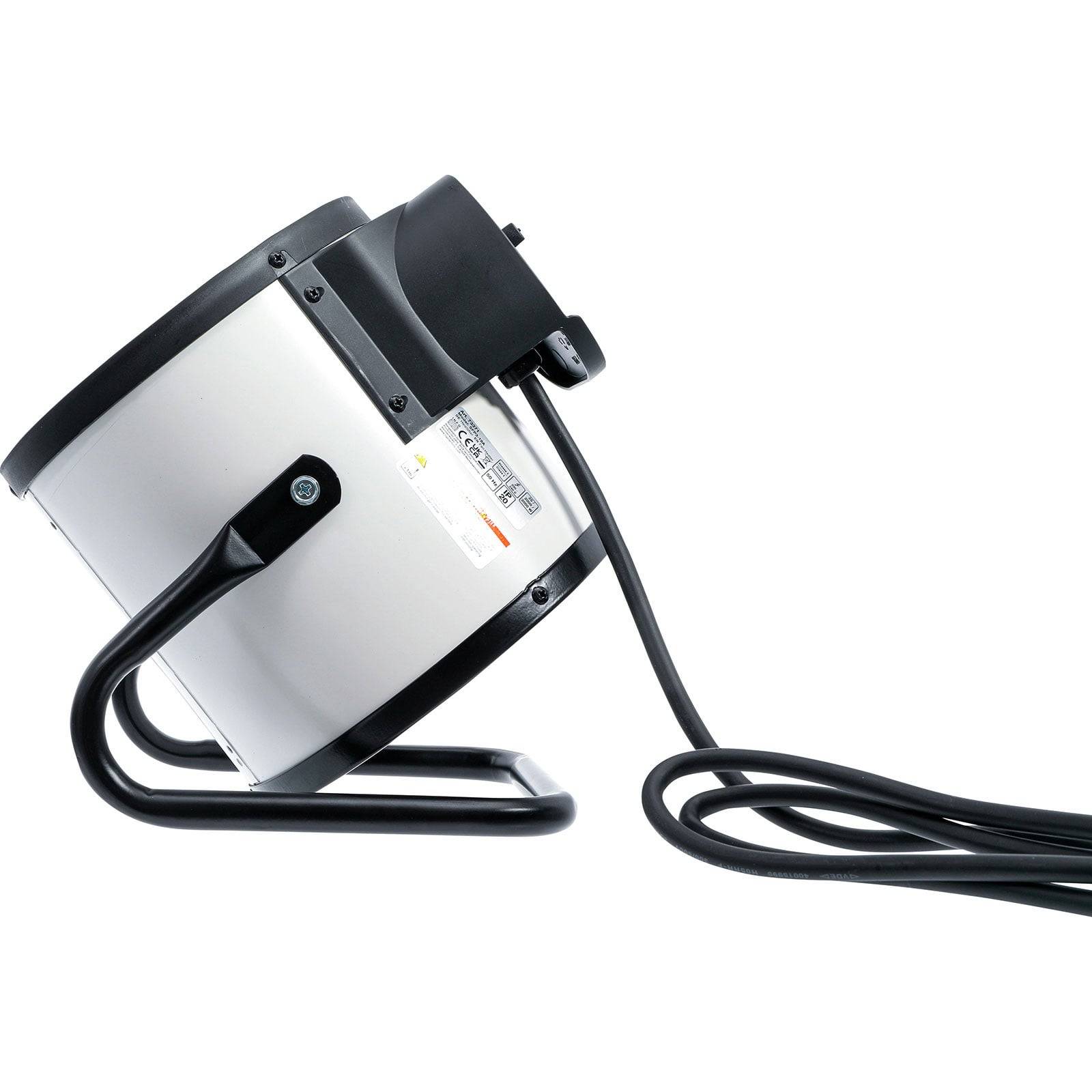 Ein tragbares Bühnenlicht mit Stativ und langem Stromkabel, das auf der Seite liegt. Wird für Theaterbeleuchtung verwendet.