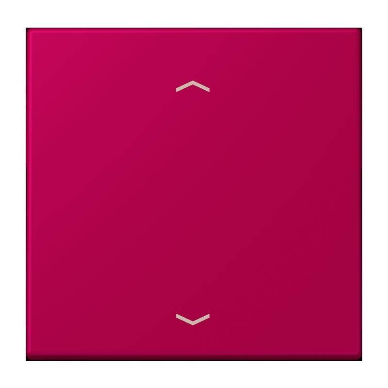 Eine rosa quadratische Taste mit kleinen Pfeilen nach oben und unten in der Mitte, die eine Steuerungs- oder Navigationsfunktion andeutet.