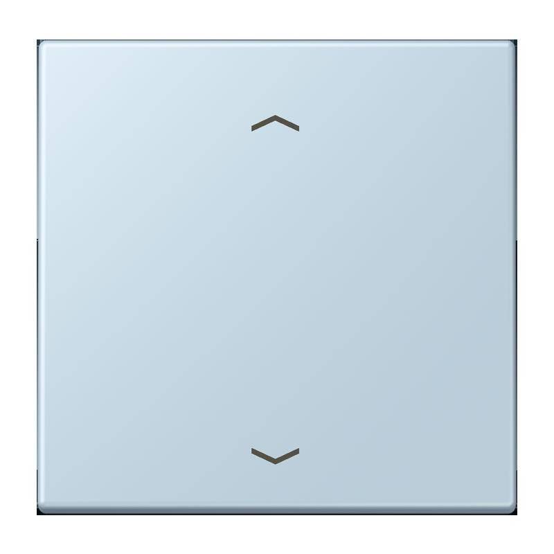 Ein quadratischer, metallischer Druckknopf mit Pfeilen, die nach oben und unten zeigen, wahrscheinlich verwendet zur Steuerung von Geräteeinstellungen oder Lautstärke.