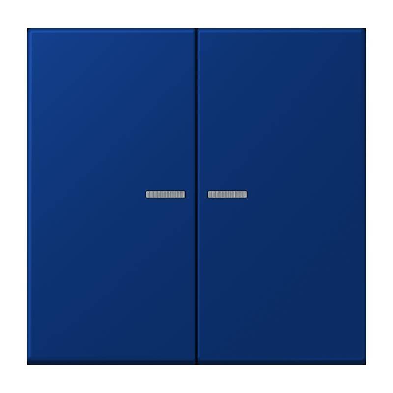 Zwei geschlossene Türen in Marineblau, jeweils mit einem horizontalen silbernen Griff in der Mitte. Die Türen befinden sich nebeneinander und bilden einen nahtlosen Block.
