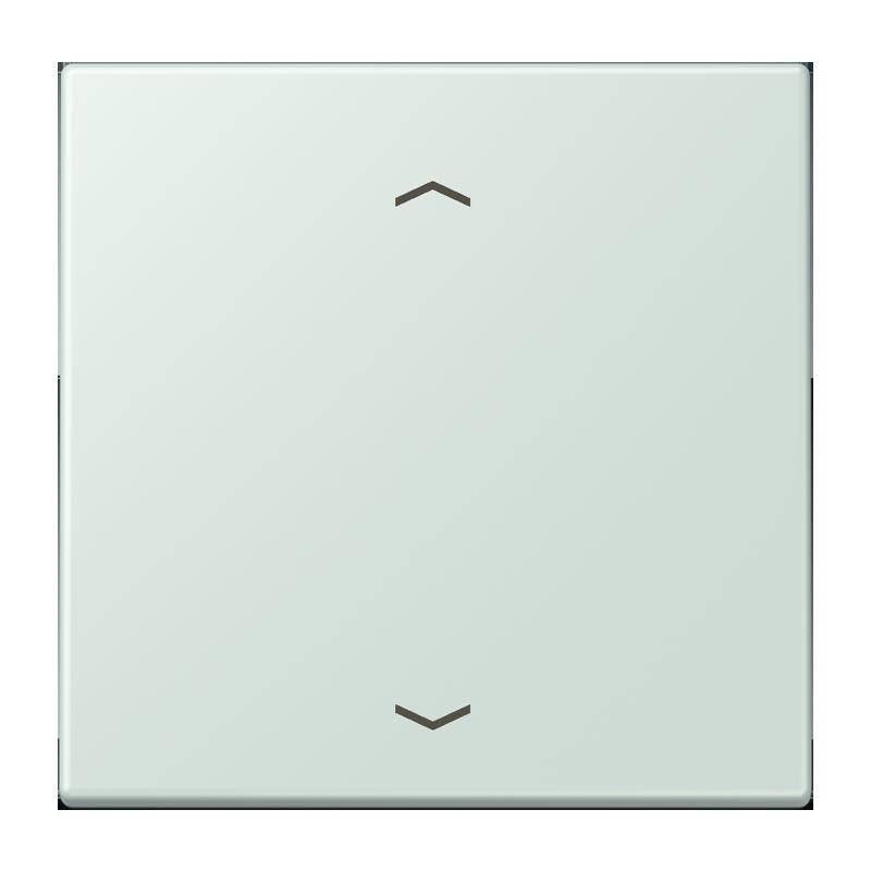 Ein minimalistischer Lichtschalter mit einem Aufwärtspfeil oben und einem Abwärtspfeil unten, der eine Touch- oder Gleitfunktionalität andeutet.