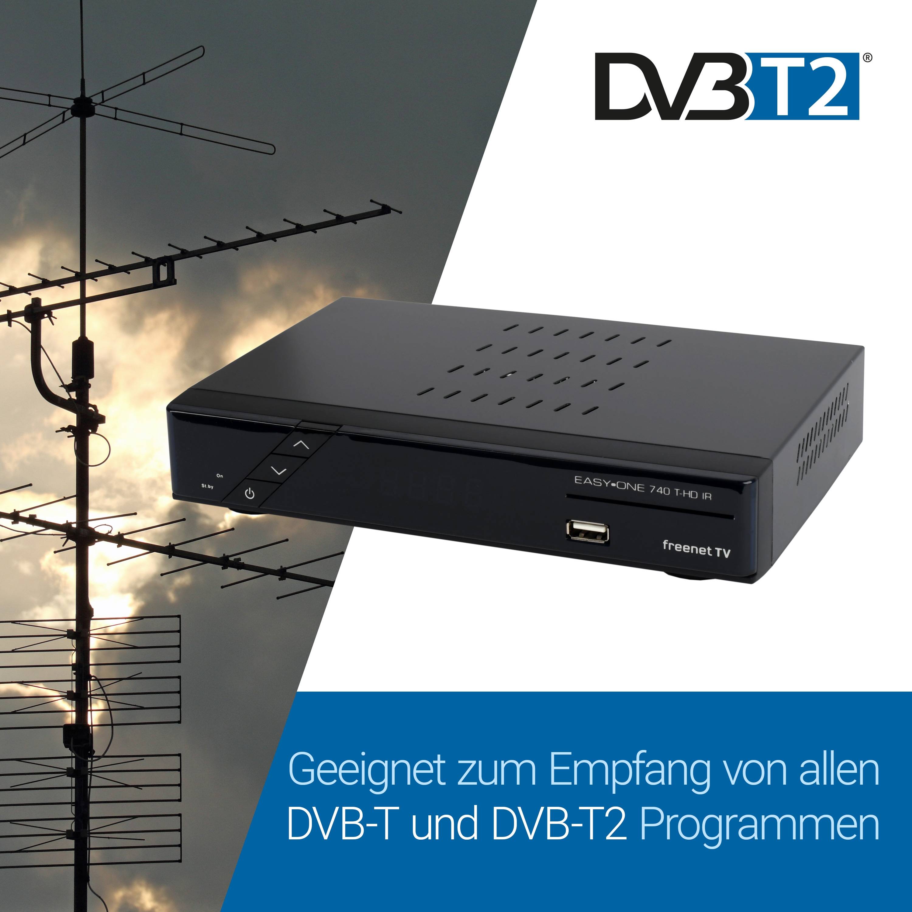SET-ONE EasyOne 740 HD IR HDTV DVB-T2 Receiver mit freenet TV