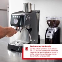 Solis Siebträger Kaffeemaschine 54 mm Siebhalter Milchaufschäumer Bohnen, Pads Solis Siebträger Kaffeemaschine 54 mm Siebhalter Milchaufschäumer Bohnen, Pads
