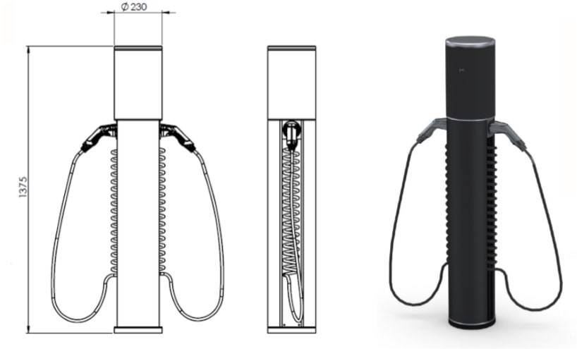 Alphatec Ladesäule Twin 2x22kW ALP2eM-R