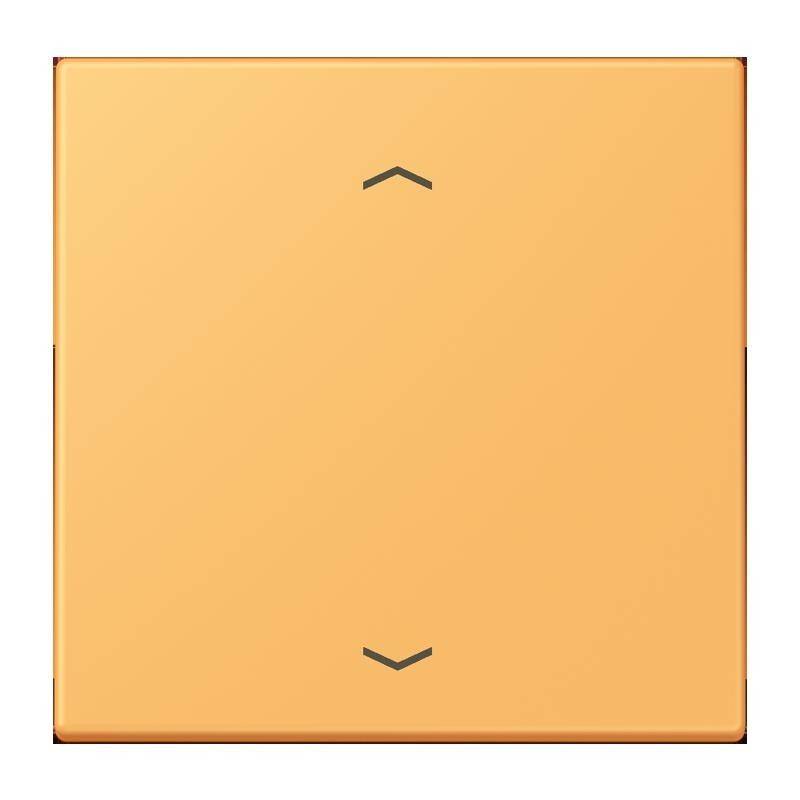 Orangefarbenes Quadrat mit Pfeilen nach oben und unten in der Mitte, ähnlich der Oberfläche eines Buttons oder Touchpads.