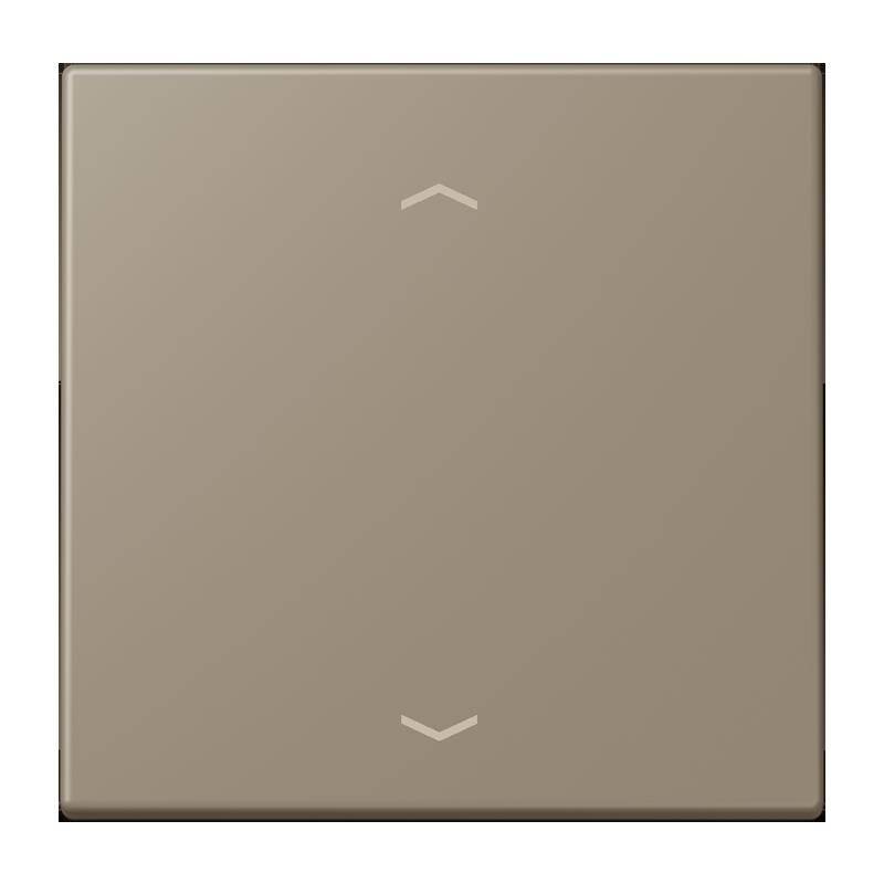Eine beige quadratische Taste mit dreieckigen Pfeilen nach oben und unten, die eine Wechselfunktion andeutet.