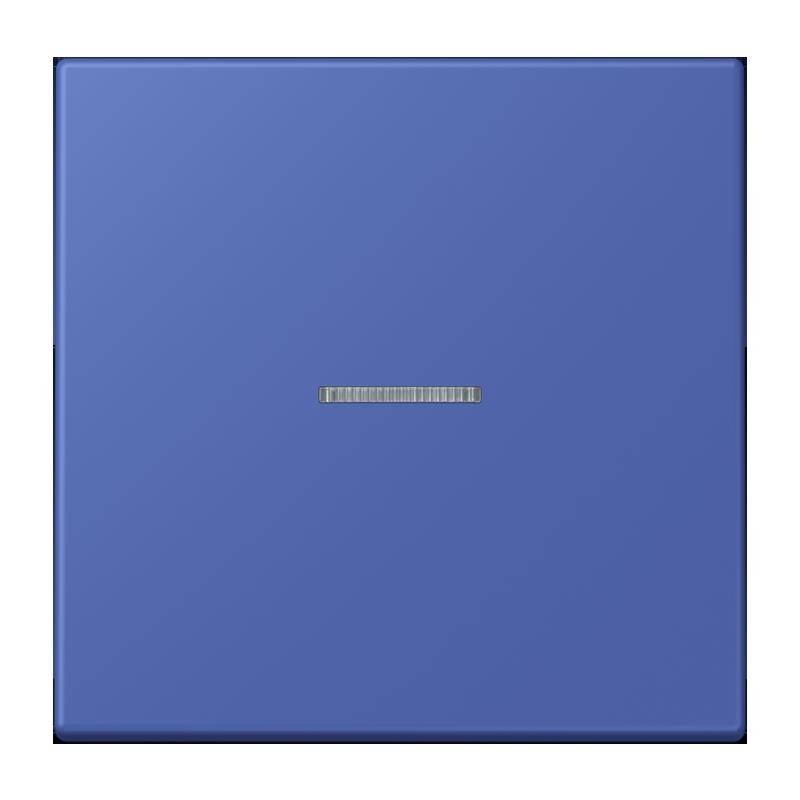Ein blauer Plastik-Lichtschalter mit einem horizontalen berührungsempfindlichen Streifen in der Mitte.