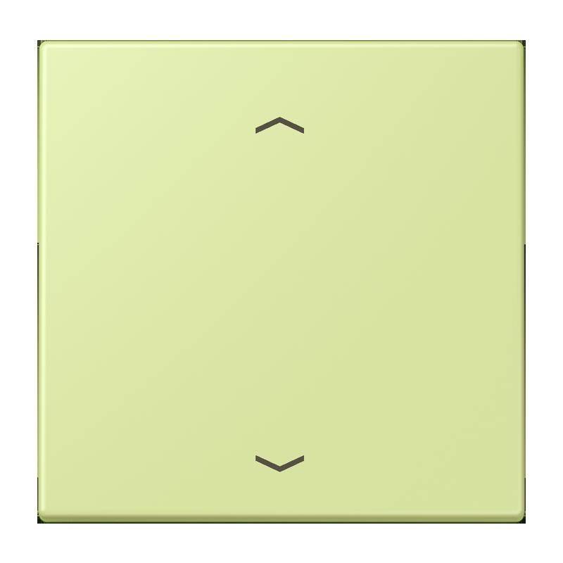 Ein quadratisches, hellgrünes, berührungsempfindliches Panel mit schwarzen Pfeilen nach oben und unten, wahrscheinlich zur Einstellung von Parametern oder Steuerung eines Geräts.