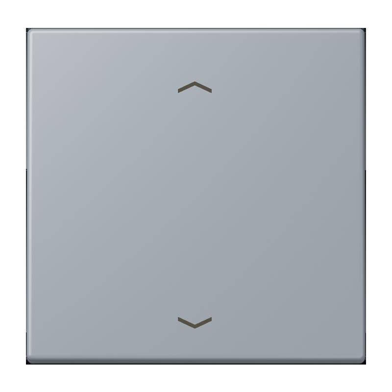 Ein einfaches, quadratisches, graues Panel mit zwei kleinen schwarzen Pfeilen in der Mitte, die nach oben und unten weisen.