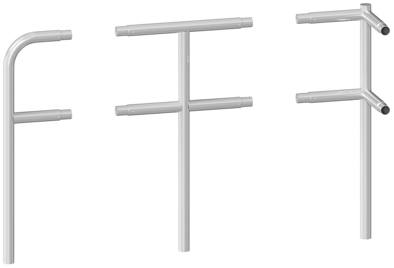 Schake 448_81 Schutzgeländer Stahlrohr Ø 48 mm Standpfosten<br><br>zum Einbetonieren Mittelpfosten feuerverzinkt