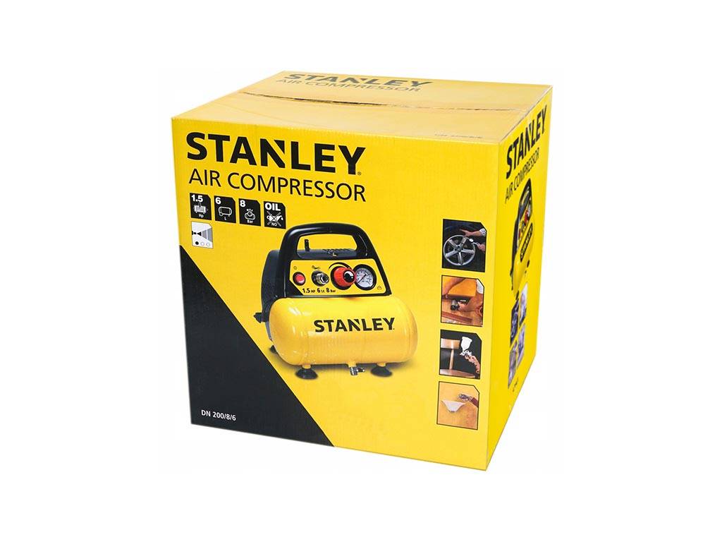 Stanley Kompressor Ölfrei Horizontal - 6 L / 1.5 hp / 8 bar
