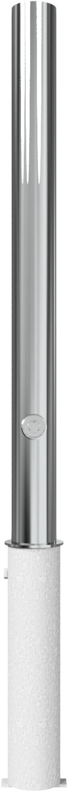 Schake 4072F Edelstahlpfosten Ø 76 mm ohne Ziernut herausnehmbar, selbsteinrastende Verriegelung<br><br>mit feuerverzinkter Bodenhülse Typ 476.40<br