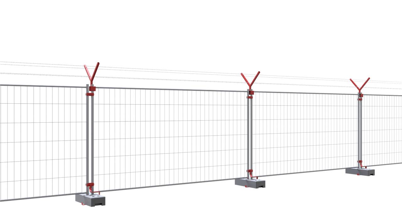 Schake 3F110 Bauzaunfuß aus Kunststoffrecycling Länge: 700 mm<br><br>Höhe: 160 mm<br><br>Breite: 250 mm<br><br>mit 6 Löchern (Ø 42 mm)<br><br>20