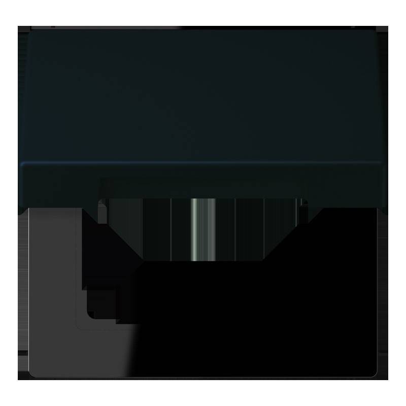 Eine schwarze Farbbandkassette für einen Drucker oder eine Schreibmaschine mit kompaktem Design und dunklem, undurchsichtigem Gehäuse.