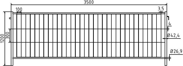 Schake 3B1236H Mobilzaun "Profi" Element mit Haken und Ösen Breite: 3,50 m, Höhe: 1,20 m