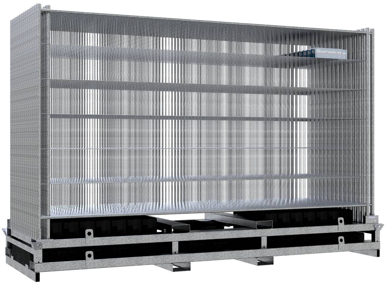 Schake 3B211-SET2 SET mit 29 Bauzäunen und Zubehör auf Lager- und Transporttraverse Mobilzaun „Standard”