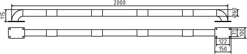 Schake 477_37BG Rammschutz-Bügel Stahlrundrohr Ø 60 mm für Dübelbefestigung Gesamtlänge: 2000 mm