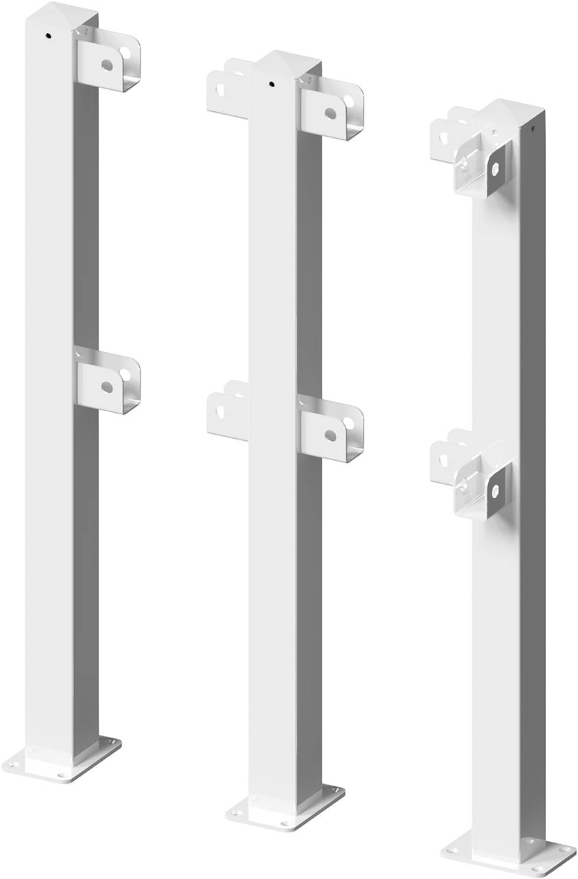 Schake 4273P Schutzgeländer Stahlrohr 70 x70 mm Standpfosten<br><br>für Dübelbefestigung Eckpfosten für Ober- und Knieholm 90° feuerverzinkt
