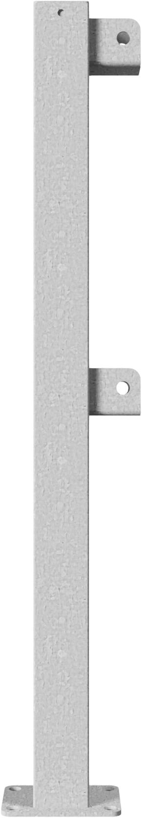 Schake 4273P Schutzgeländer Stahlrohr 70 x70 mm Standpfosten<br><br>für Dübelbefestigung Eckpfosten für Ober- und Knieholm 90° feuerverzinkt