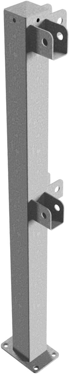 Schake 4273P Schutzgeländer Stahlrohr 70 x70 mm Standpfosten<br><br>für Dübelbefestigung Eckpfosten für Ober- und Knieholm 90° feuerverzinkt