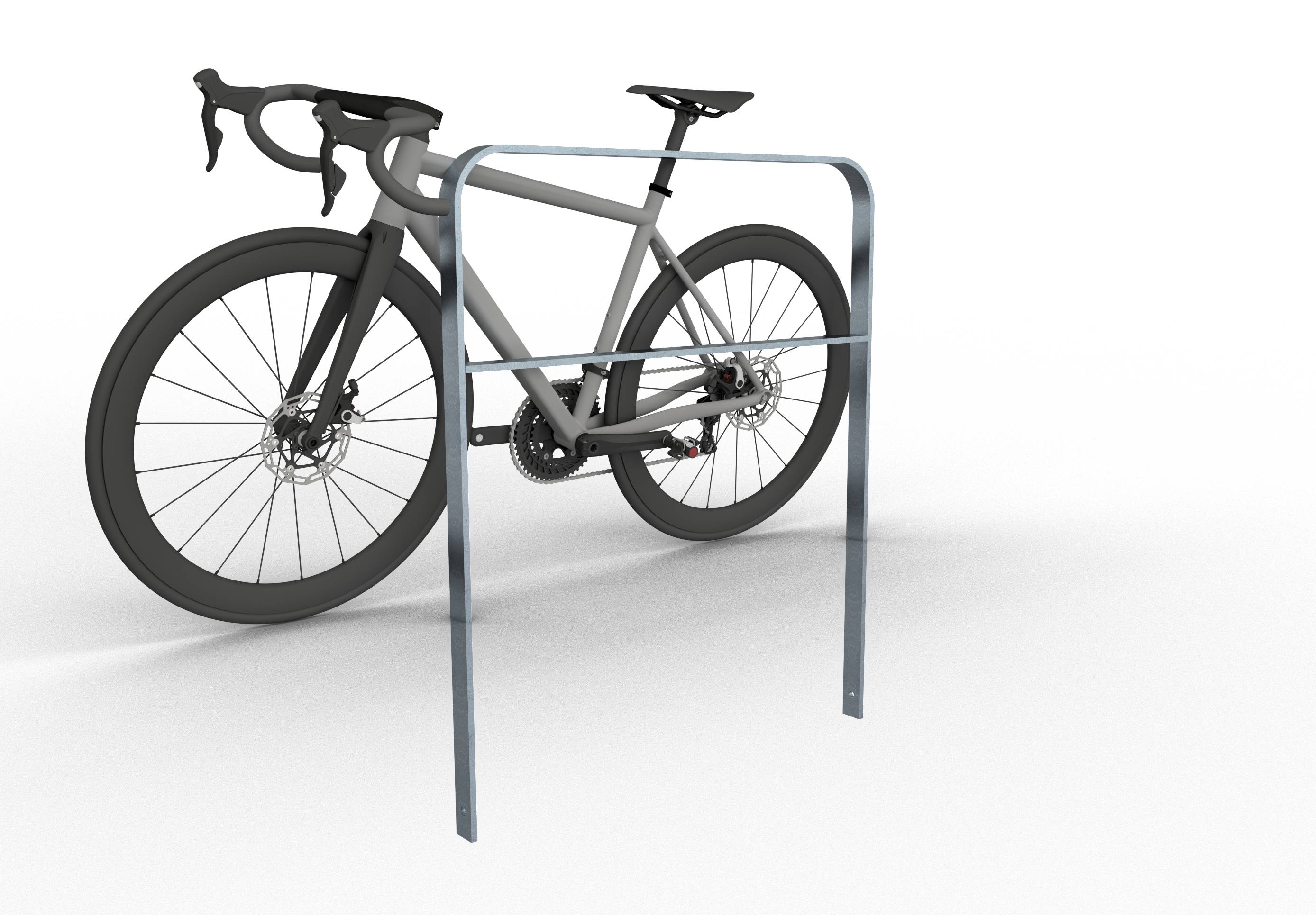 Schake 4051_100 Anlehnbügel aus Flachstahl 50 x 12 mm in gebogener Ausführung mit Querholm Gesamtbreite: 1000 mm feuerve