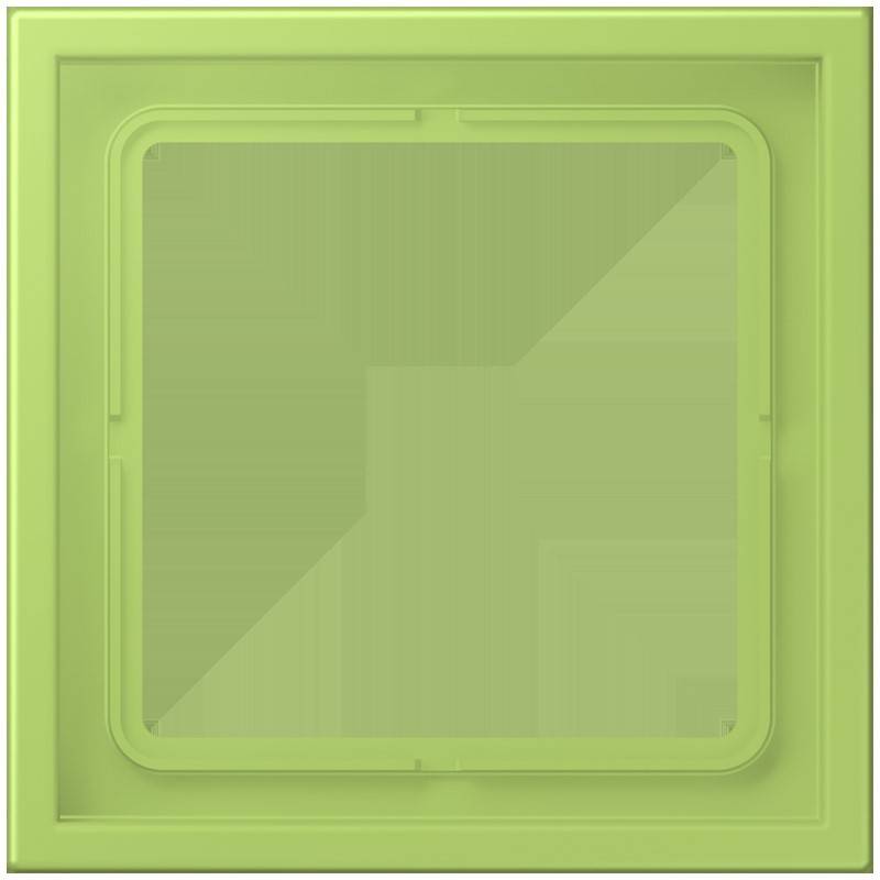 Ein quadratischer, hellgrüner Bilderrahmen mit einem schlichten, modernen Design.