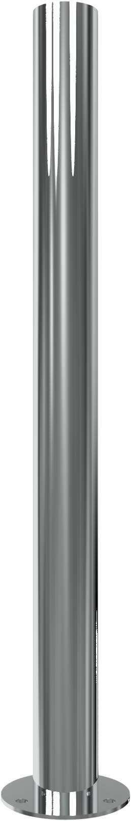 Schake 4072P Edelstahlpfosten Ø 76 mm ohne Ziernut ortsfest, für Dübelbefestigung<br><br>mit Bodenplatte Ø 150 x 5 mm ohne Verschluss ohne Öse