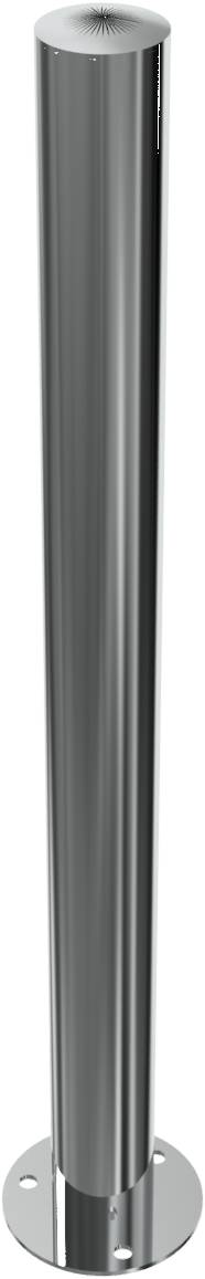 Schake 4072P Edelstahlpfosten Ø 76 mm ohne Ziernut ortsfest, für Dübelbefestigung<br><br>mit Bodenplatte Ø 150 x 5 mm ohne Verschluss ohne Öse