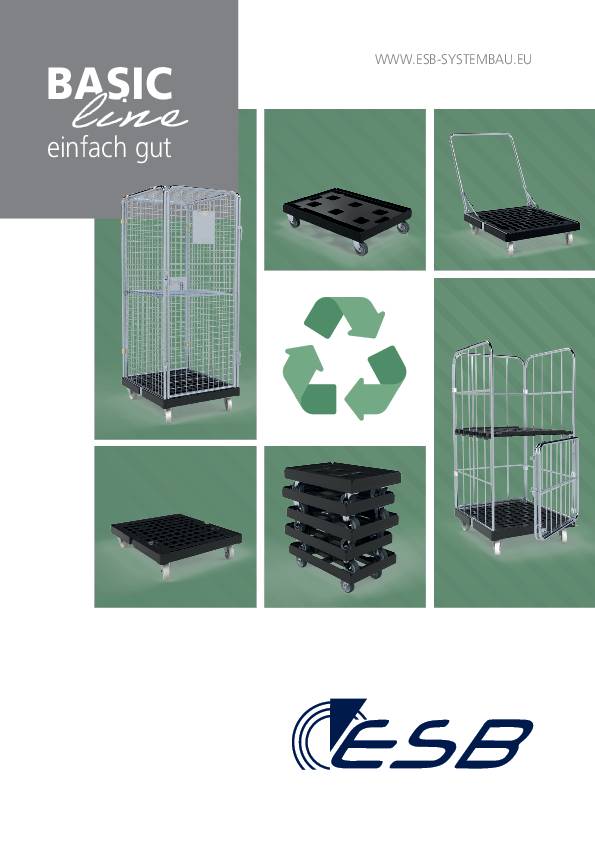 Rollplatte ESB BASICline D.108mm 500kg L815mm B660mm PP m.Bügel