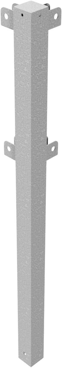 Schake 4273 Schutzgeländer Stahlrohr 70 x70 mm Standpfosten<br><br>zum Einbetonieren Eckpfosten für Ober- und Knieholm 90° feuerverzinkt