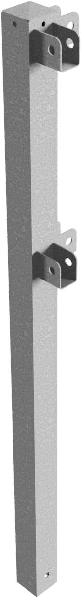 Schake 4273 Schutzgeländer Stahlrohr 70 x70 mm Standpfosten<br><br>zum Einbetonieren Eckpfosten für Ober- und Knieholm 90° feuerverzinkt