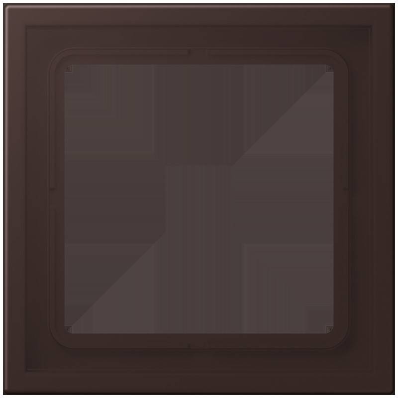 Ein dunkelbraunes, quadratisches Panel mit erhöhtem Rand und dezenter Verlaufstönung, möglicherweise als dekoratives Wandelement oder Komponentenabdeckung verwendet.