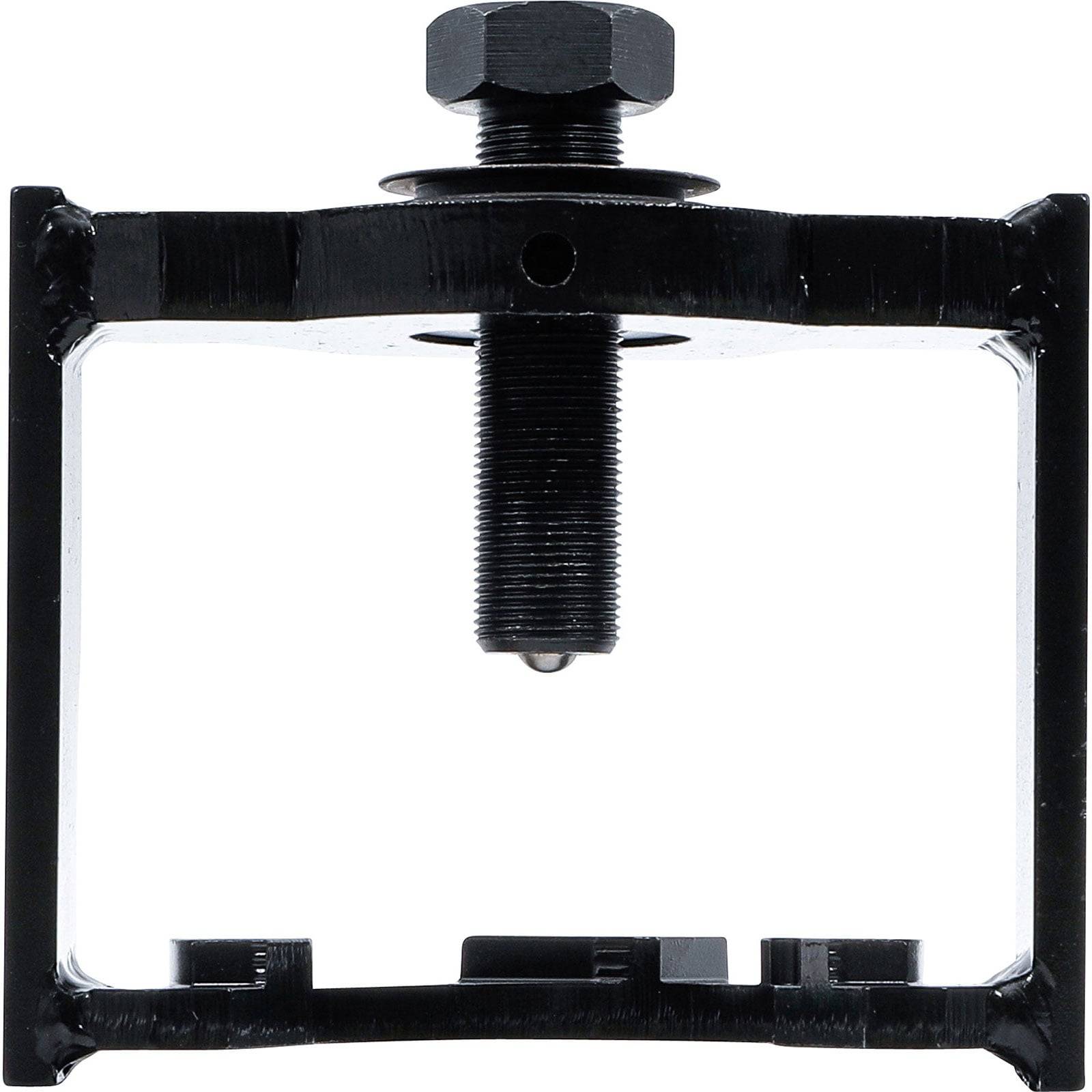 Ein schwarzer Metallziehwerkzeug mit einem Gewindelbolzen und einer Mutter, entwickelt zum sicheren Entfernen und Installieren von mechanischen Komponenten.