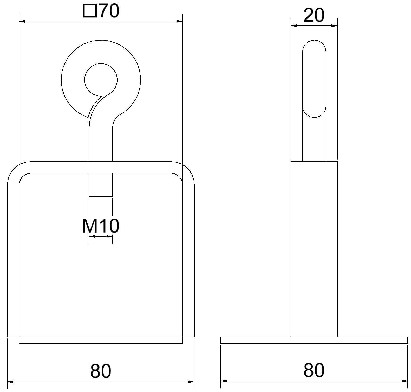 Schake 31316 Schilderklemme verzinkt ohne Ösen / Haken für 60 x 60 mm / Ø 60 mm Schaftrohr