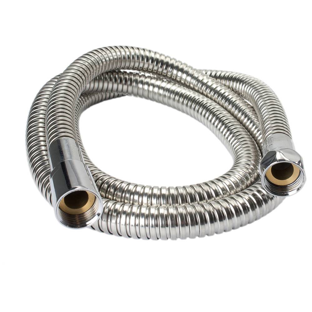 Ein gewundener, flexibler Metallschlauch mit Gewinde an beiden Enden, entwickelt zum Verbinden von Sanitärinstallationen in Badezimmern oder Küchen.
