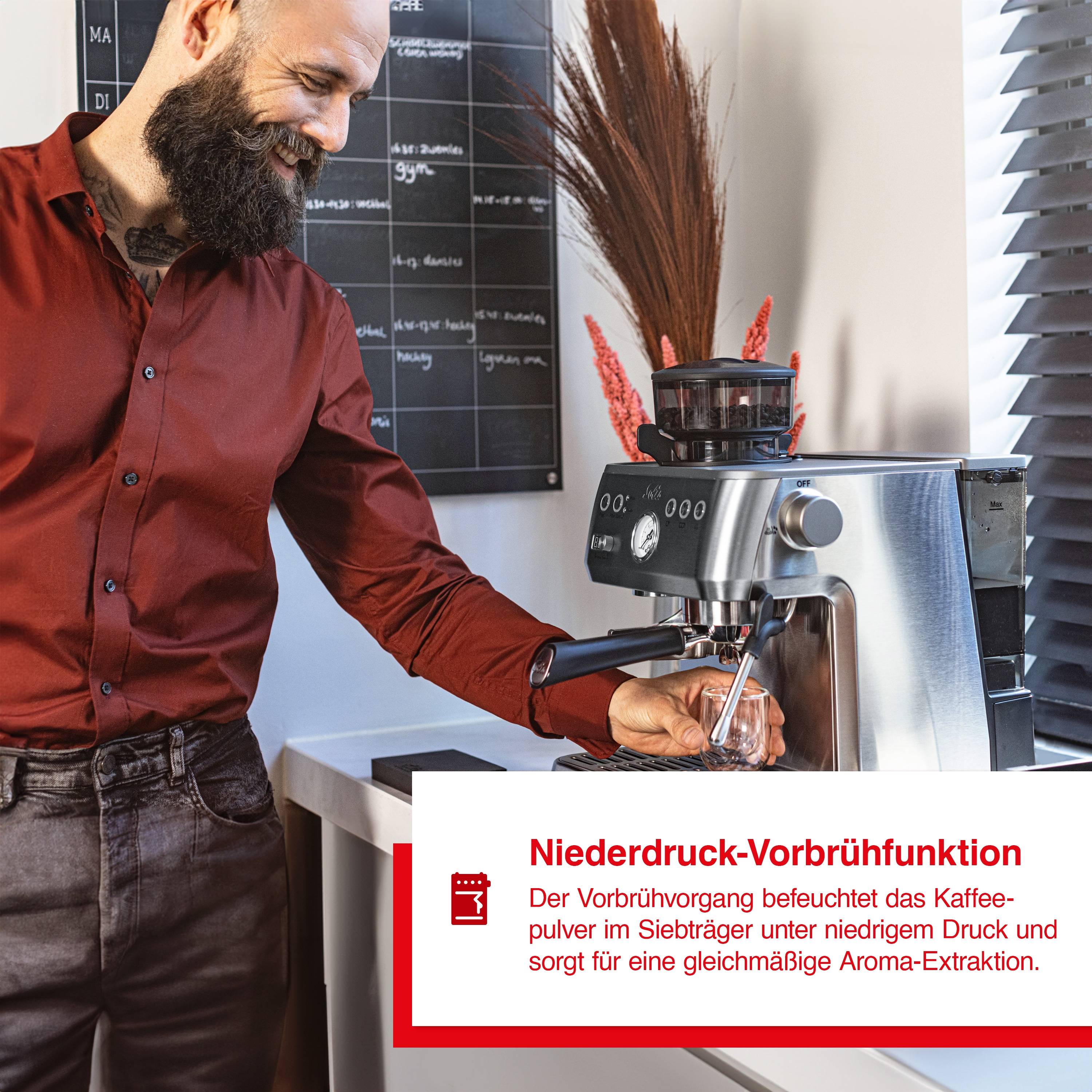 Solis Siebträger Kaffeemaschine 54 mm Siebhalter Milchaufschäumer Bohnenmahlwerk