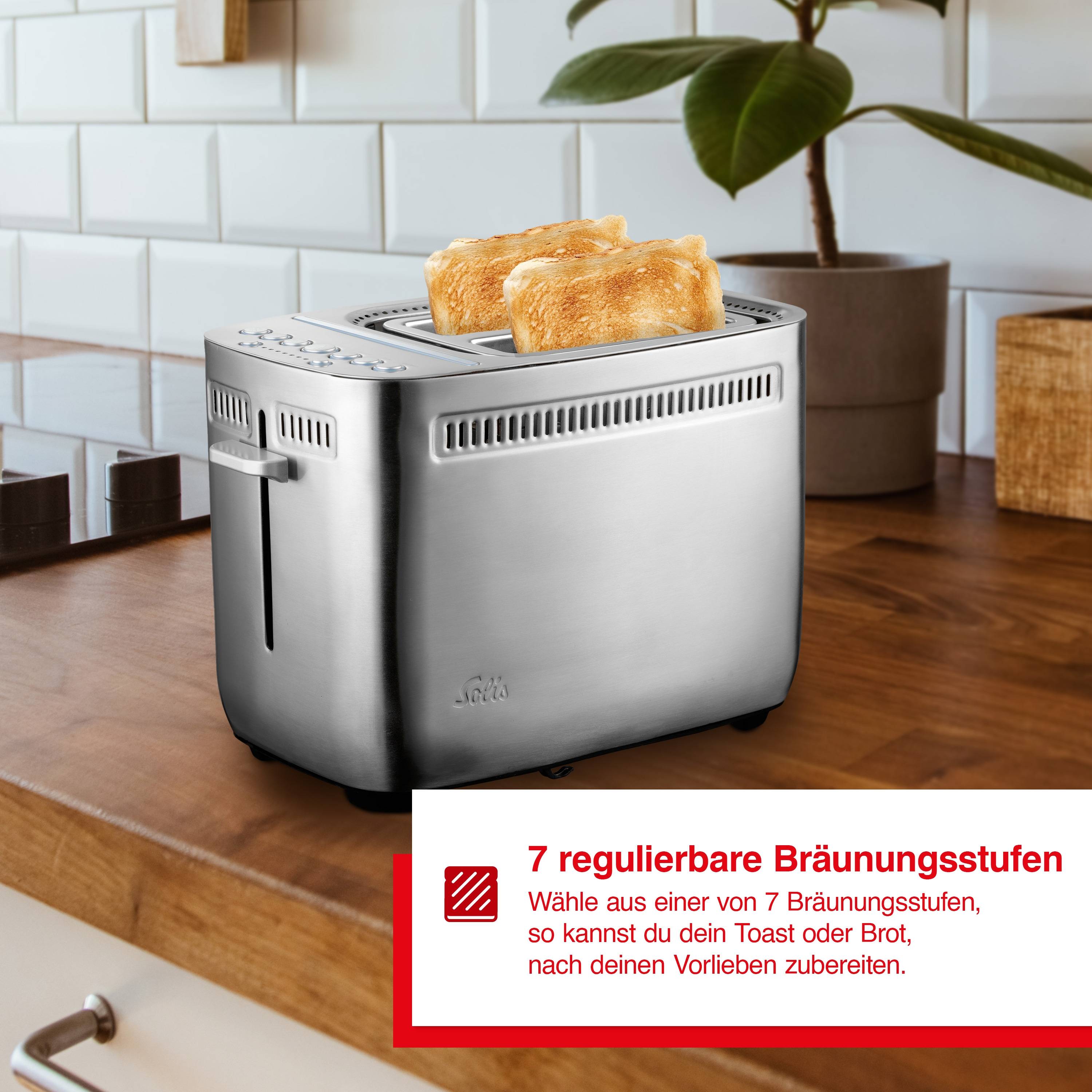Solis Zwei-Schlitz Toaster & Sandwichmaker, 7 Stufen, Auftau-, Aufwärmen