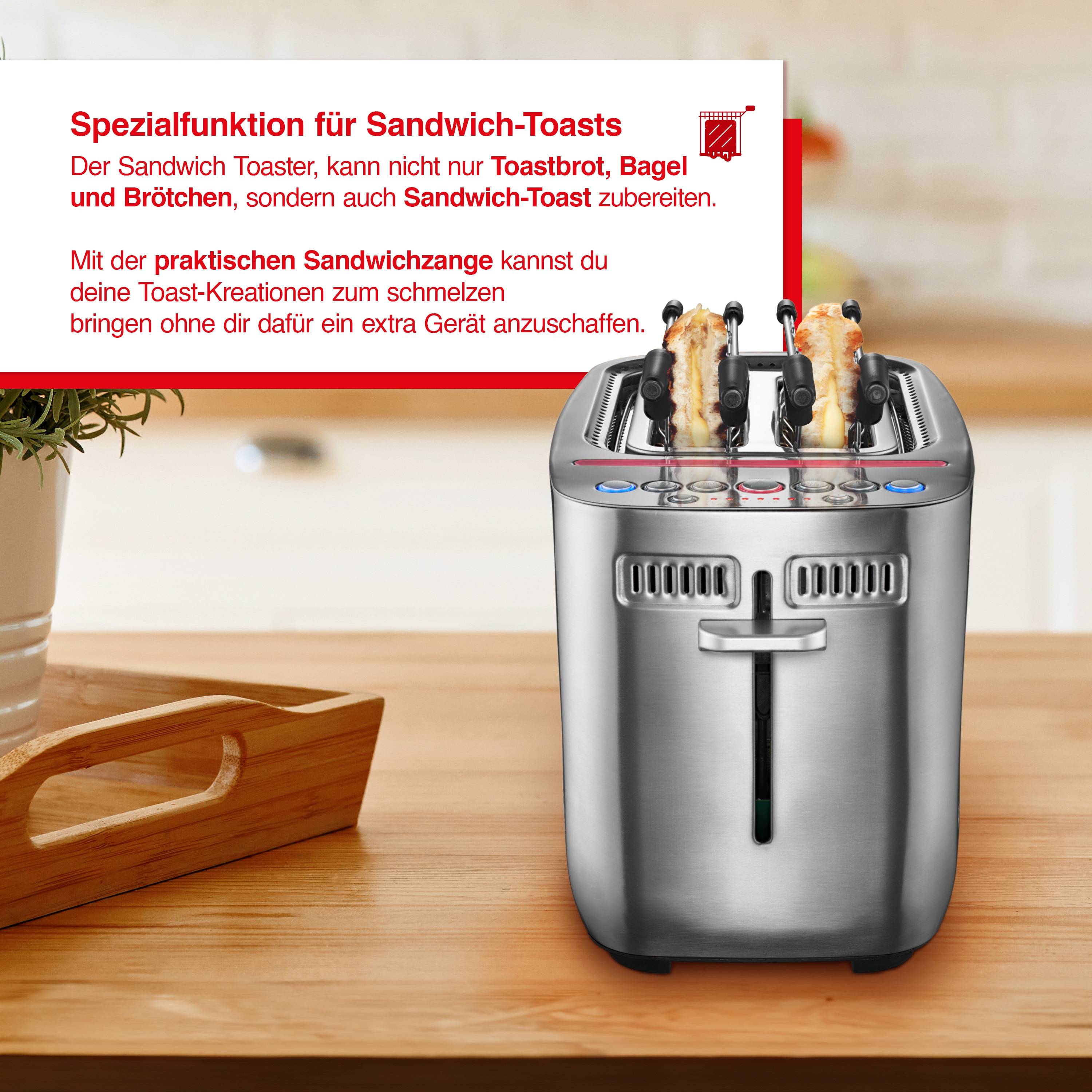 Solis Zwei-Schlitz Toaster & Sandwichmaker, 7 Stufen, Auftau-, Aufwärmen